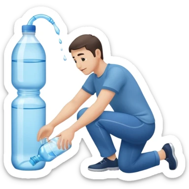 man full body emptying in the floor a bottle of water sticker