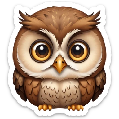 a zoomed in face of a cute owl crying sticker