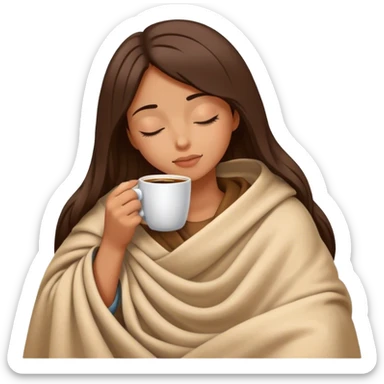 girl inside a blanket sipping coffee eyes closed sticker