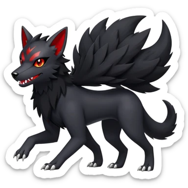 Shiny Exotic Excessive Mysterious Houndour-Poochyena-Pokémon-Fakémon-hybrid-creature (full body) sticker