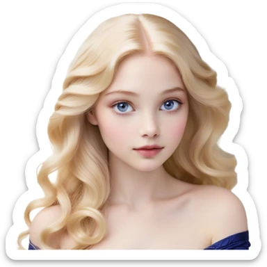 Cinematic Realistic Sleeping Beauty (Aurora) Portrait, with porcelain-like skin featuring a natural rosy flush, illuminated by soft lighting that highlights the gentle contours of her face. Her golden blonde hair flows in soft, detailed waves with subtle highlights that shimmer in the light. Her deep violet-blue eyes radiate warmth and innocence, framed by arched brows and long lashes. With a soft, serene smile, she holds a delicate rose gently in one hand, her other hand resting lightly by her side. She is dressed in her classic pink gown, the fabric rich in texture with delicate folds that catch the light. A golden crown rests atop her head, gleaming with royal refinement. The portrait captures a soft, glowing aura, blending realism with an ethereal sense of beauty and timeless enchantment. sticker