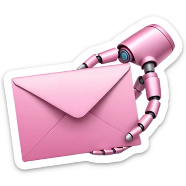 pink robotic hand holding email envolope sticker