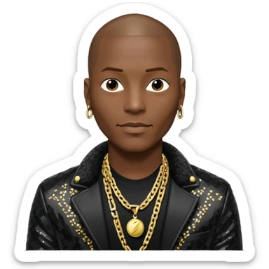Tyrese Gibson with black sequin jacket, black shirt with necklace sticker