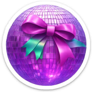 bow on disco ball sticker