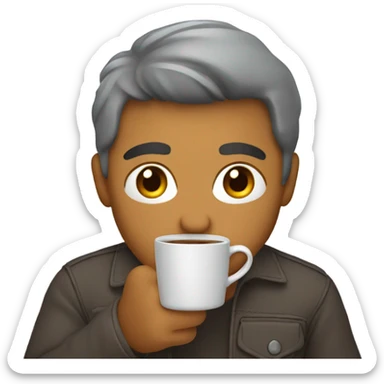Me drinking coffee in a grey mug sticker