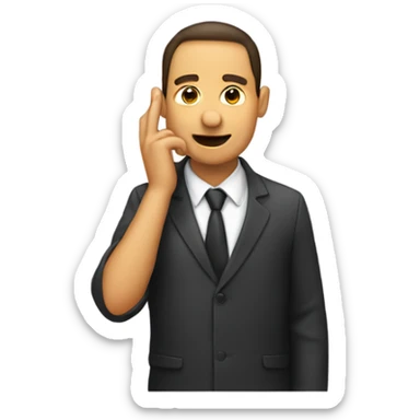 An emoji of a guy with 1 hand an his and and the other holding his ear. He must look like the original keyboard emojis sticker