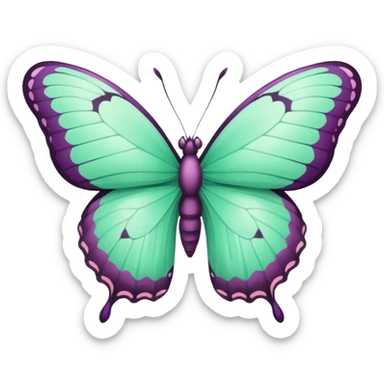 Beautiful mint green and warm lila rose mix butterfly with detailed wings sticker