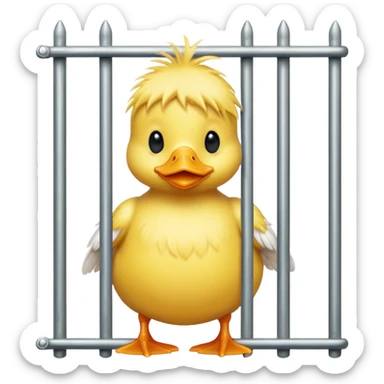 cute duckling holding loot behind prison bars sticker