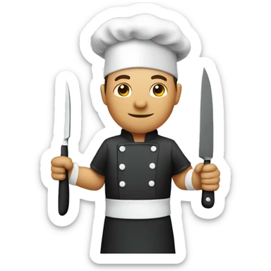 Chef with a knife and pan sticker