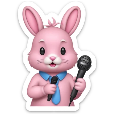 pink bunnie singing , holding mic sticker
