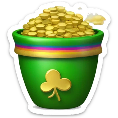 Green Pot of Gold with a Rainbow over the top sticker