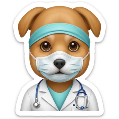 doctor dog Wearing Medical Mask sticker