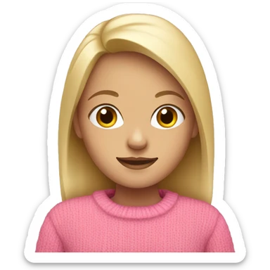 blonde girl with pink sweater sticker