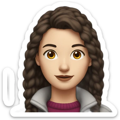 white female data science engineer with dark brown hair in a tech startup wearing woolly clothing - only headshot sticker