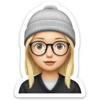 Blonde girl wearing glasses and beanie sticker