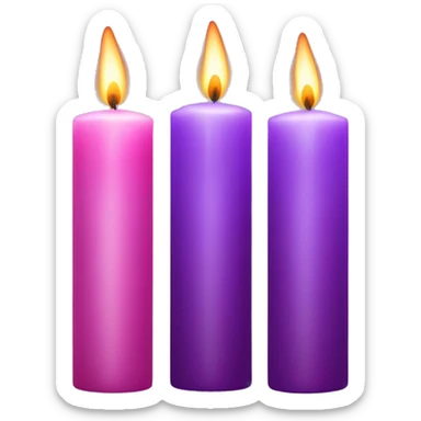 Three purple candles and one pink candle with flames  sticker