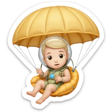 Skydiving baby with parachute and UFO sticker