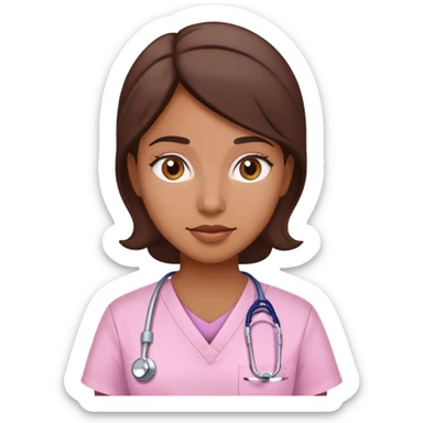 Medium brown woman in Light pink scrubs sticker