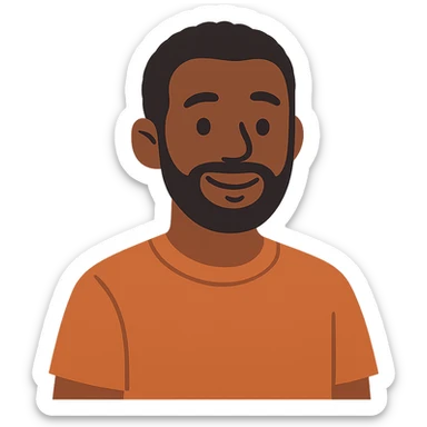 flat toon style black man with friendly expression sticker