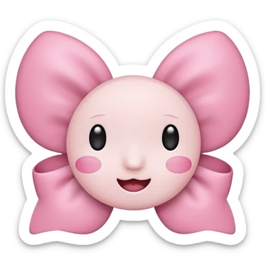 a simple and cute bow in light pink with half white cheeks, emoji style sticker