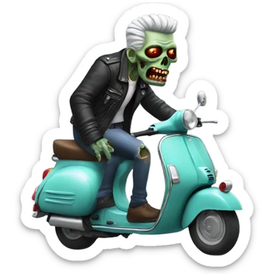 zombie on a vespa with a quiff and a leather jacket sticker