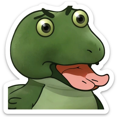 Green mallard duck with dizzy spiral eyes and his tongue sticking out sticker