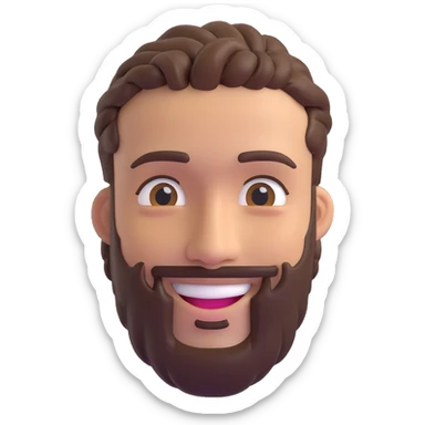portrait of a man with short braids, trimmed beard, smiling, 3D emoji style, inspired by the reference photo sticker