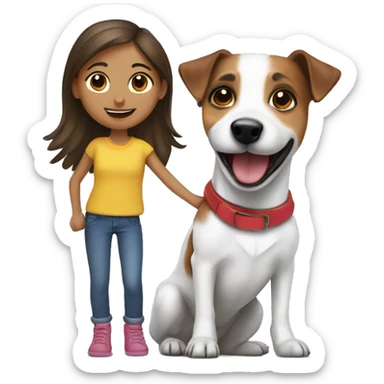 Jack russel with girl sticker