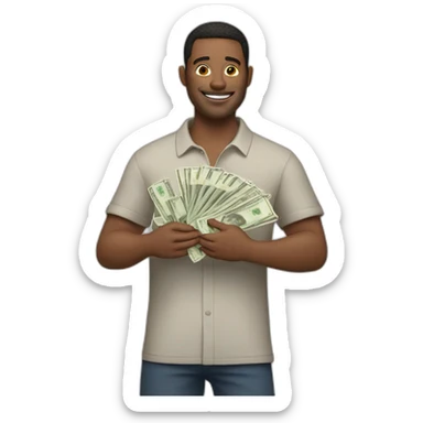 men with lots of cash in hands sticker