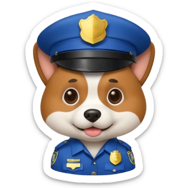 Perro con sombrero de policía  sticker