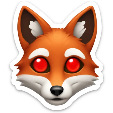 dark red fox face with tiny red heart instead of eyes sticker