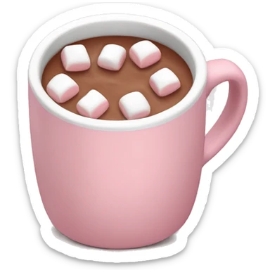 Light Pink mug of hot chocolate with marshmallows  sticker