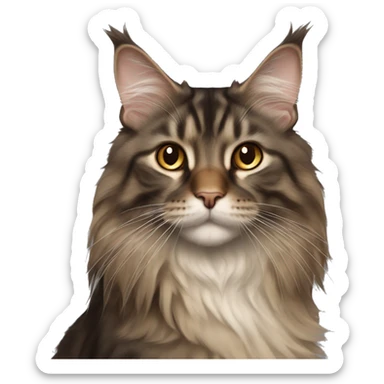 cat Maine Coon dark brown and light brown straipt sticker