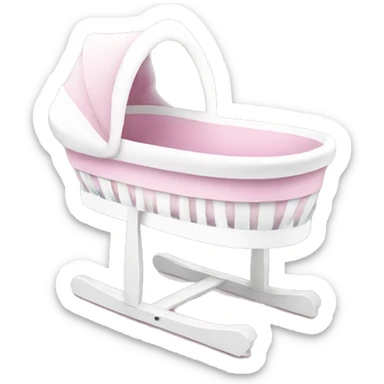 Pink and white baby bassinet  sticker