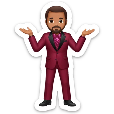 Berry Gordy with dark brown hair, maroon sequin outfit  sticker
