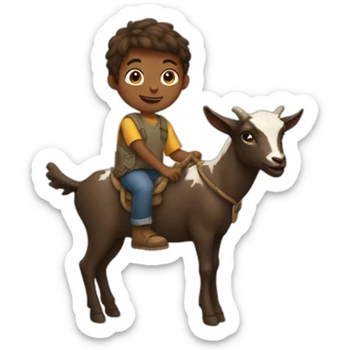 Boy holding mud riding a goat  sticker