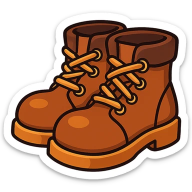 brown boots, 3D style, cartoonish look sticker