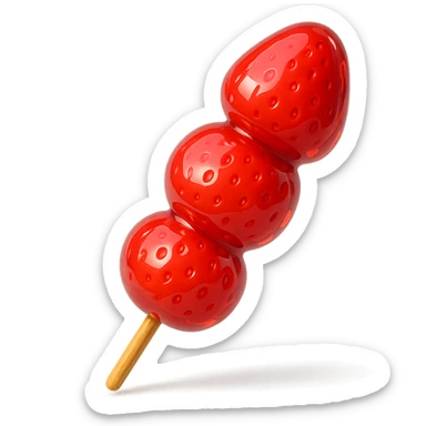 glossy red candied strawberry skewers (Tanghulu) with a crystal-clear sugar coating, realistic, no electronic or tech elements sticker