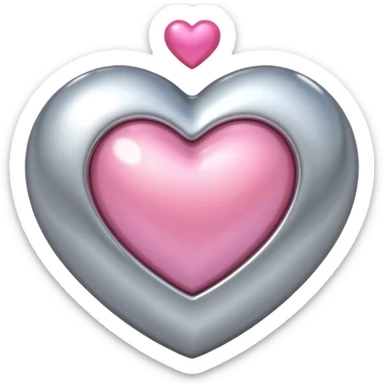 platinum heart with one mini pink heart inside of it  sticker