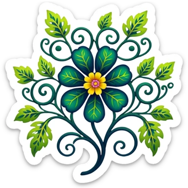 dark colorful filigree design, leaf shapes, flower shapes, nature shapes, toxic nature, toxic plants sticker