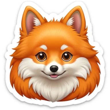 Create me a dog a Pomeranian fox as an orange breed sticker