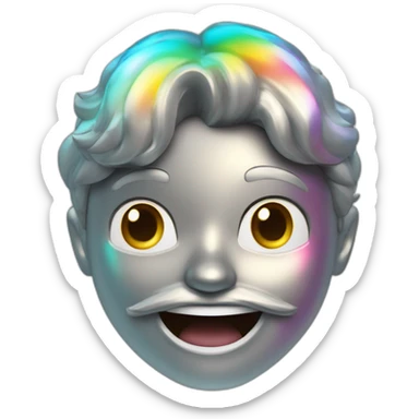 cara feliz cromo metalico efecto holografico sticker