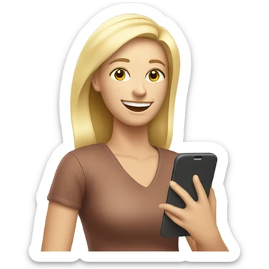 blondie woman happy with a smartphone on hands sticker