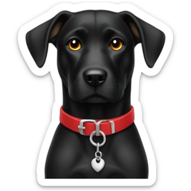 perro negro contento con collar rojo sticker