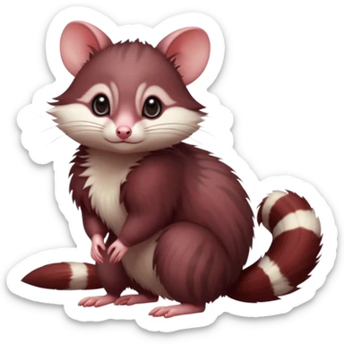 Dark Brownish red soft natural realistic romantic vintage antique divine beautiful elegant pretty precious cute young youthful  Fakémon-Pokémon-alien-Furret-opossum-feline-rodent-hybrid-creature (full body) sticker