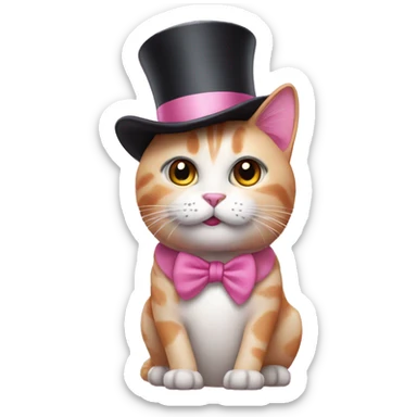 pink cat with a top hat sticker