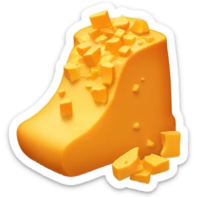 A lot of cheddar cheese being kicked in with a boot ￼ sticker
