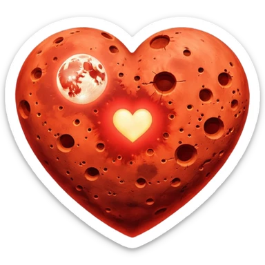 moon and mars heart sticker