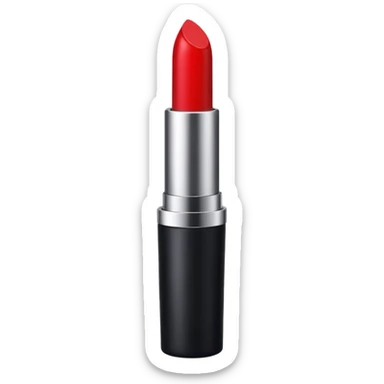 A sleek matte-red lipstick in a black metal tube. sticker