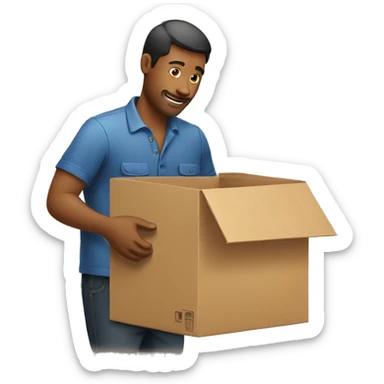 a man packing an item to a box sticker